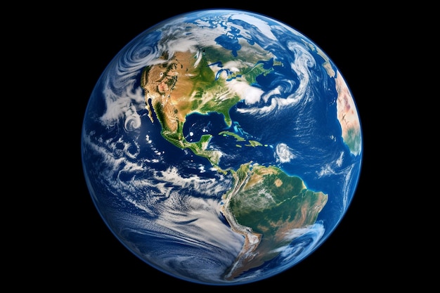 arafed zicht op de aarde met een zwarte achtergrond generatieve ai