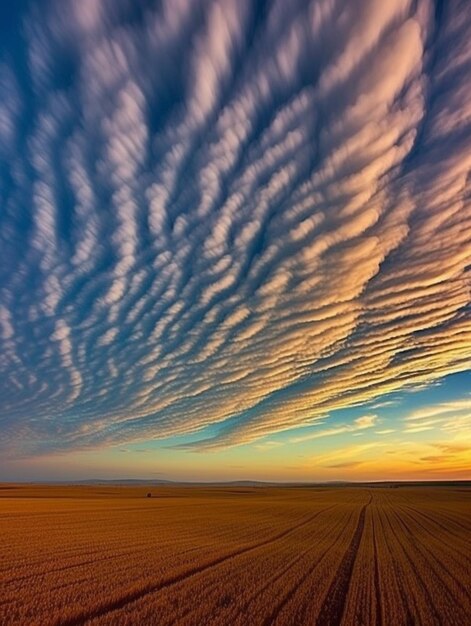 Foto arafed zicht op een veld met een paar wolken aan de hemel generatieve ai