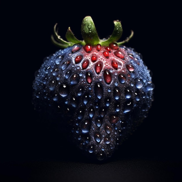 Araffe berry with water droplets on it on a black background generative ai