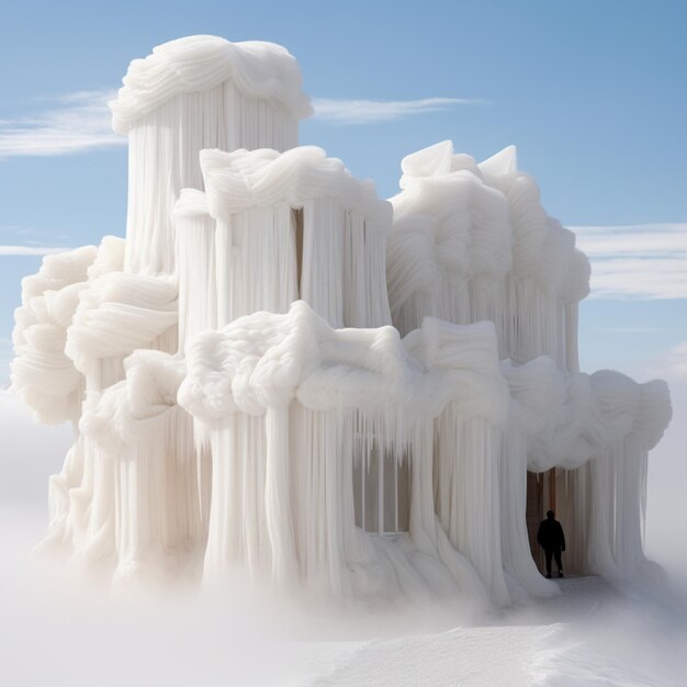 Foto araffe coperto di ghiaccio e ghiaccioli su una superficie innevata generativa ai