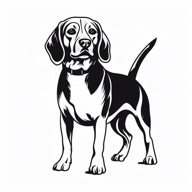 araffe dog standing on a white background with a black and white outline generative ai