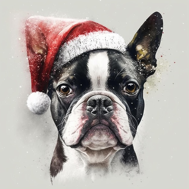 araffe dog wearing a santa hat with a snowflakes on it generative ai