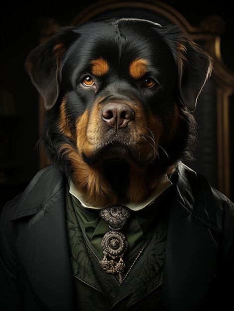 araffe dog wearing a suit and tie with a collar generative ai