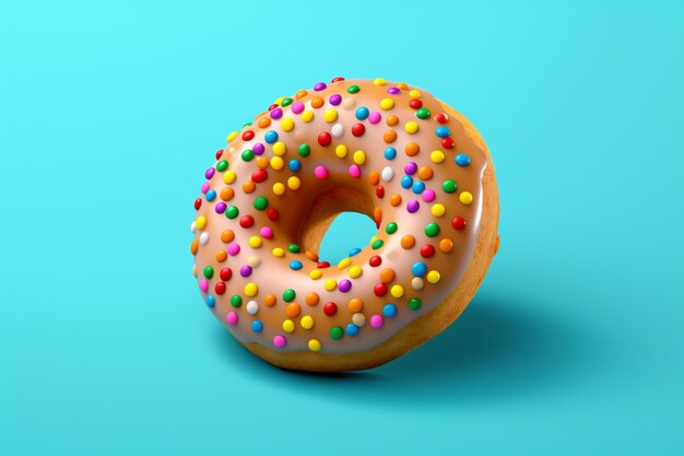 Araffe donut met sprinkles op een blauwe achtergrond generatieve ai