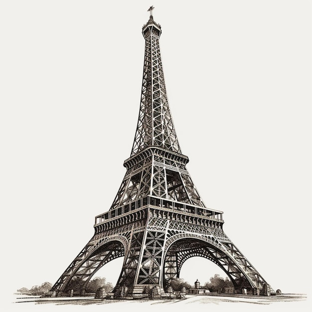 Araffe drawing of the eiffel tower in paris generative ai
