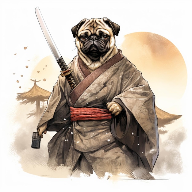 Арафе в кимоно с мечом в руках.