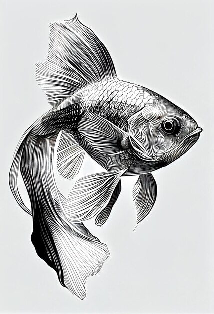 Photo araffe fish with a black and white image of a fish generative ai