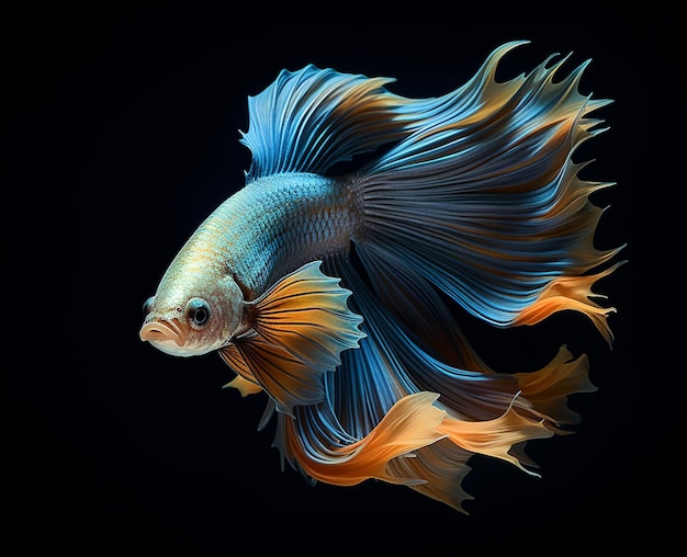 Araffe fish with a blue tail and orange tail generative ai