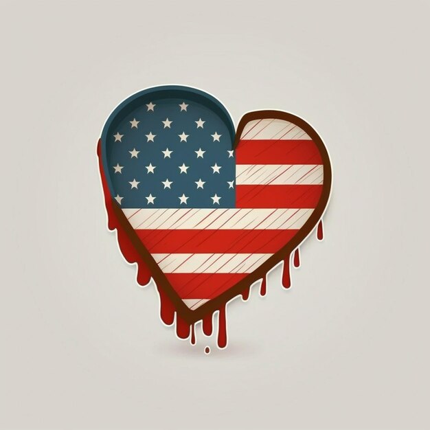 araffe heart shaped american flag with dripping paint on it generative ai