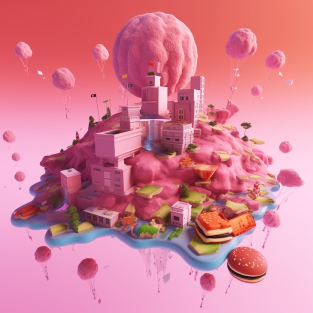 araffe island with a hamburger generative ai