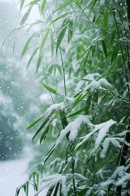 アラフの葉は雪に覆われて 雪の森で生み出される