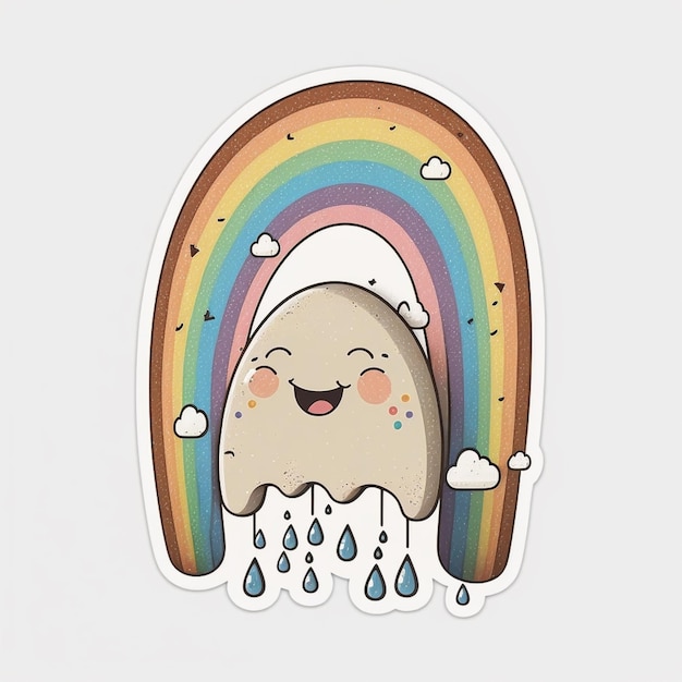 Foto araffe met een regenboog en regendruppels sticker generatieve ai