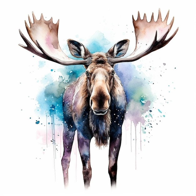 Araffe moose with large horns and large horns standing in front of a white background generative ai