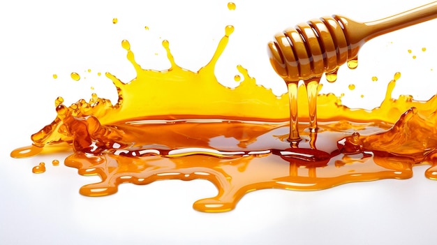 Арафф наливает мед в миску деревянной ложкой Генеративный ИИ