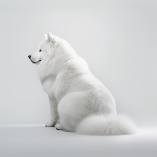 araffe sitting on a white surface looking up at something generative ai