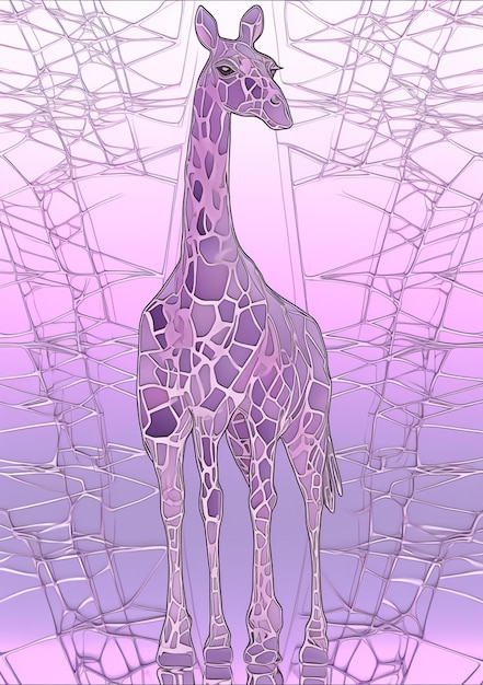 Photo araffe standing in a purple and white geometrical pattern generative ai