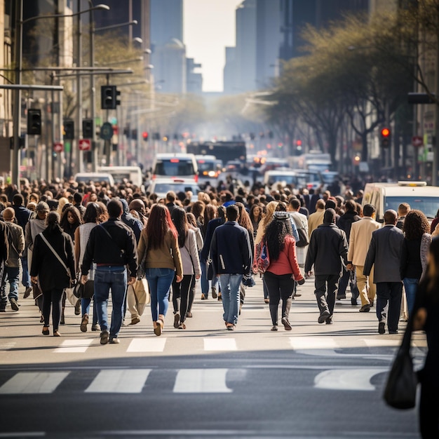 Araffe Walking Down A Busy City Street With Lots Of People