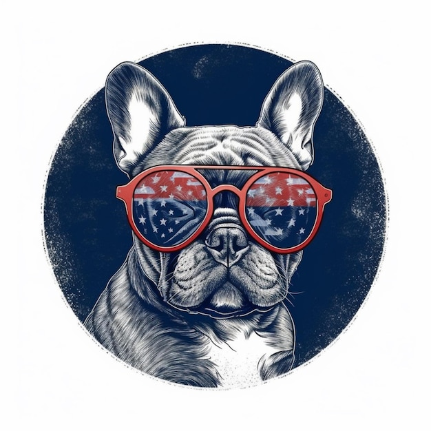 Photo araffe wearing red glasses and a stars and stripes shirt generative ai