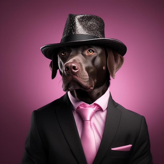 araffe wearing a suit and a pink tie and a hat generative ai