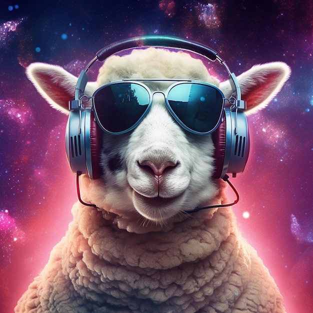 araffe wearing sunglasses and headphones with a space background generative ai