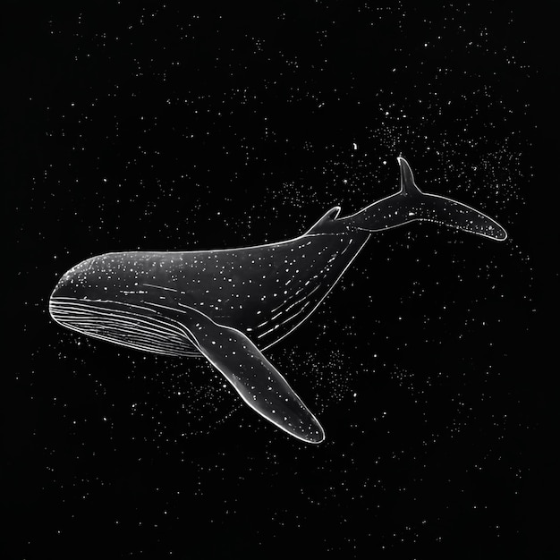 Photo araffe whale in the night sky with stars and water generative ai