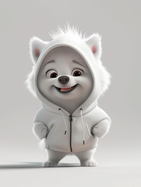 Photo araffe in a white hoodie with a furry face generative ai