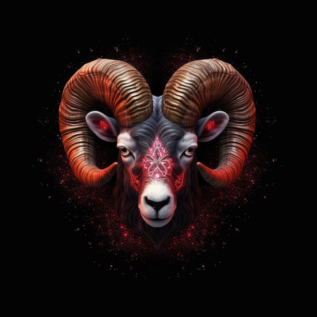 araffe with a red light on its face and horns generative ai