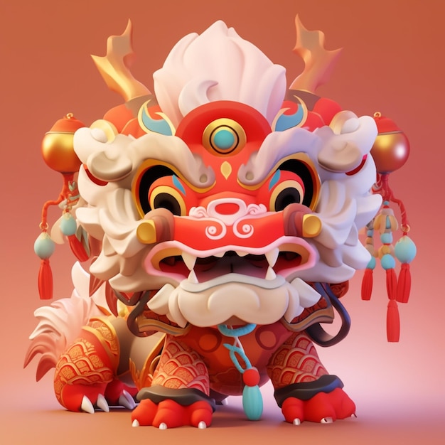 araffe with a red and white costume and a red and gold dragon generative ai