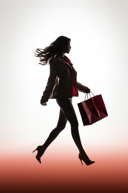 araffe woman in silhouette carrying shopping bags and walking generative ai