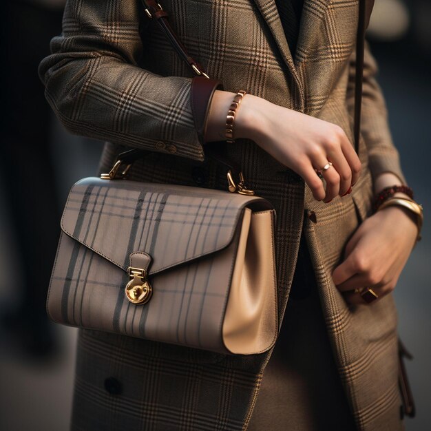 Araffe Woman In A Suit And A Brown Bag