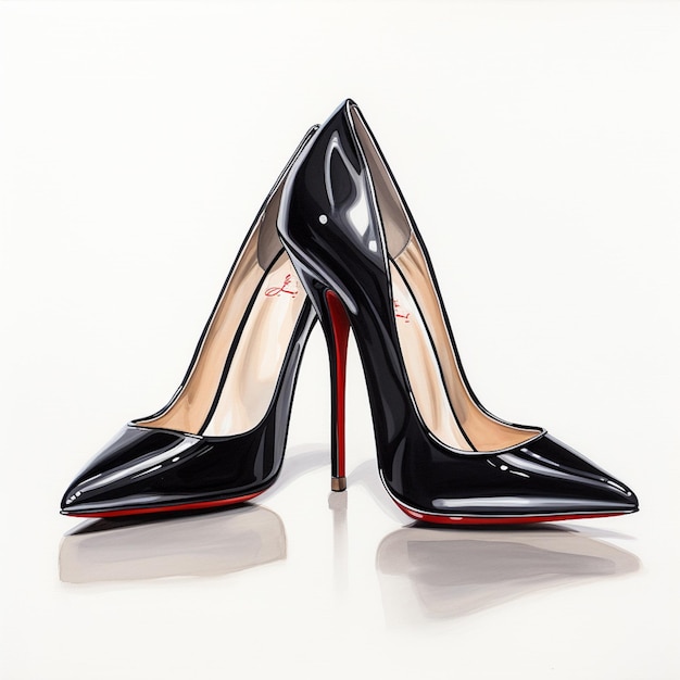araffes black high heeled shoes on a white surface generative ai