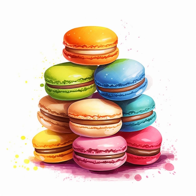 Photo araffes of colorful macarons stacked on top of each other generative ai