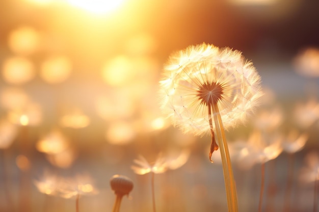 Araffes of a dandelion with the sun shining in the background generative ai