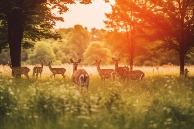 写真 背景に木がある高い草の畑でアラフ