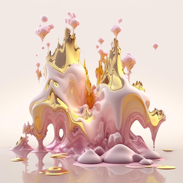 araffes of liquid and gold on a white surface generative ai