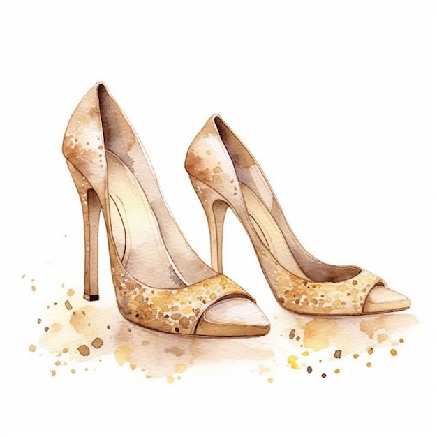 Araffes shoes with gold glitters on the heel generative ai