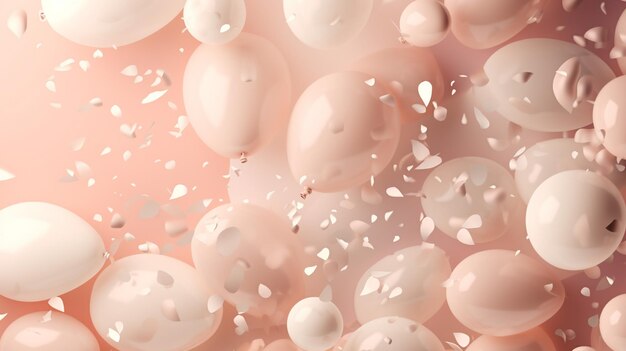 araffes of white balloons floating in the air with confetti generative ai