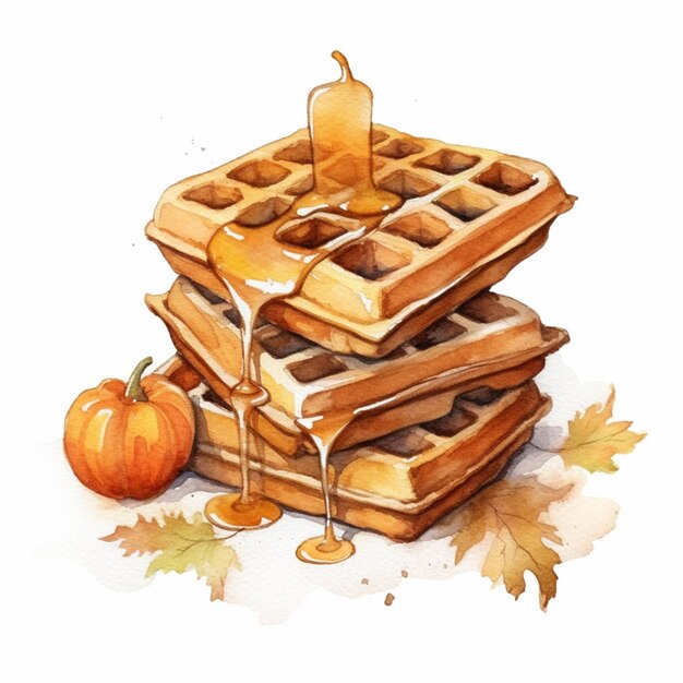 Araffes with syrup and a pumpkin on a white background generative ai