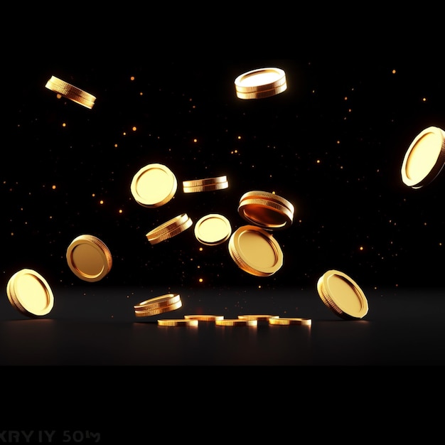 araffy image of a pile of gold coins falling from the sky generative ai