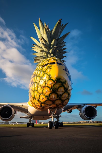 самолет с большим ананасом на задней части генеративного аи