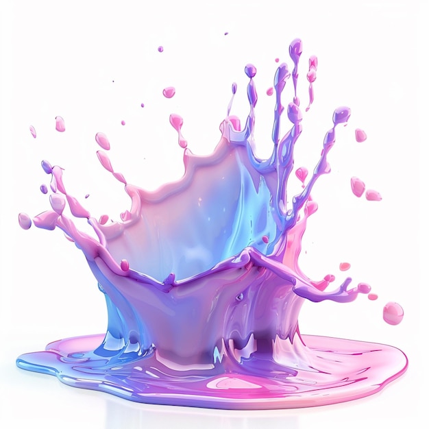 Photo arafly colored liquid splashing on a white surface with a white background generative ai