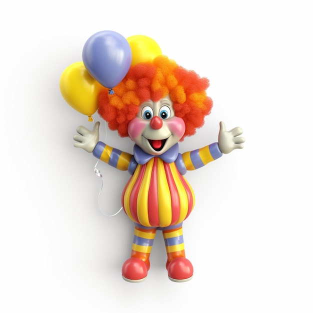 Foto clown vestito arafly con palloncini e un sorriso sul suo viso generativo ai