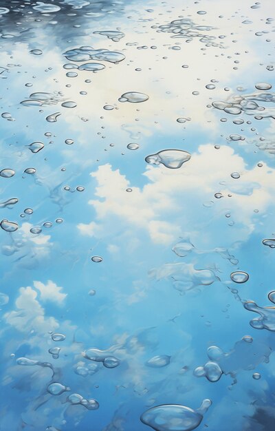 Arafly shot of a blue sky with clouds and water droplets generative ai