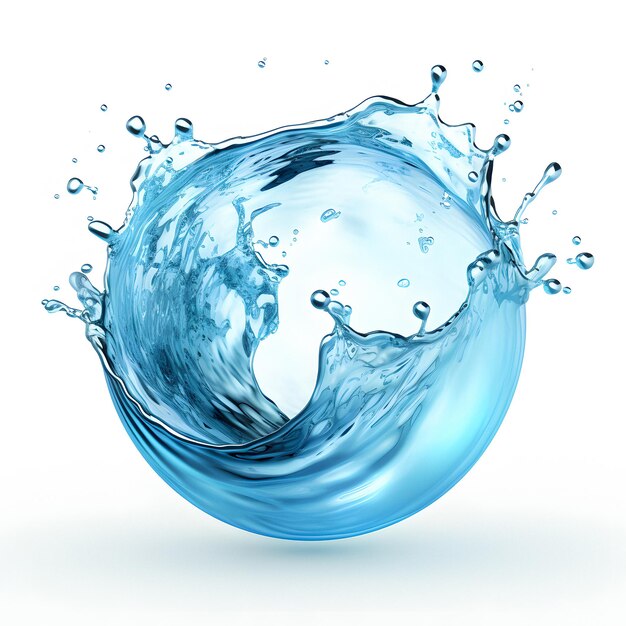 arafly shot of a blue water wave splashing on a white background Generative AI