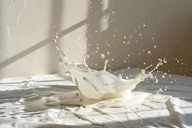 Arafly white liquid splashing on a white surface with a white background