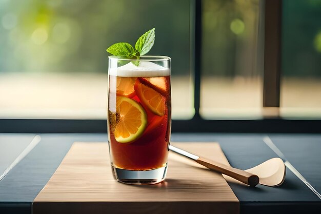 Araj is placed in a glass on the table