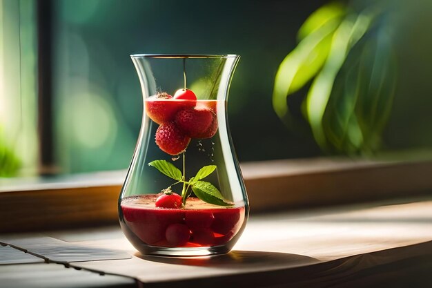 Araj wordt in een glas op tafel gezet