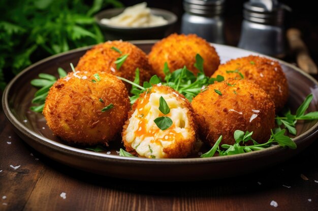 Arancini rice balls with carrots and cheese