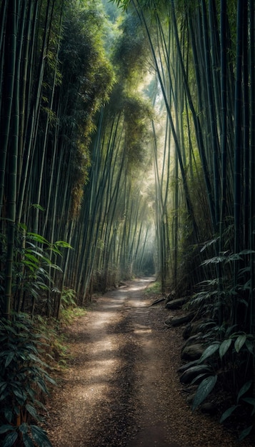 日本の京都にあるアラシヤマ竹林