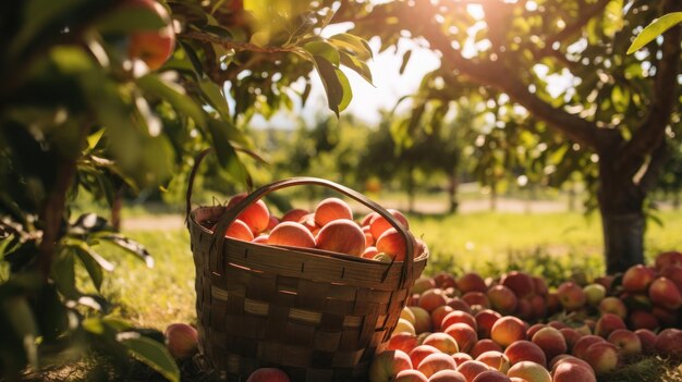 Arbeidsdag boerderij bezoek voor fruit plukken rustiek Generatieve Ai